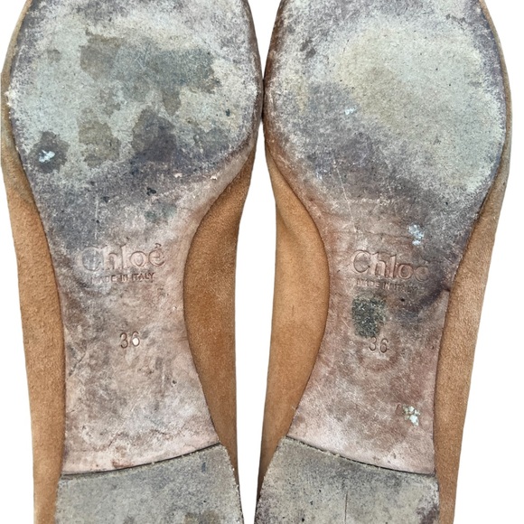 Chloe Scallop Flats Tan Soft Suede Flats Womens Size 36 EU 6 US Used - Picture 11 of 13